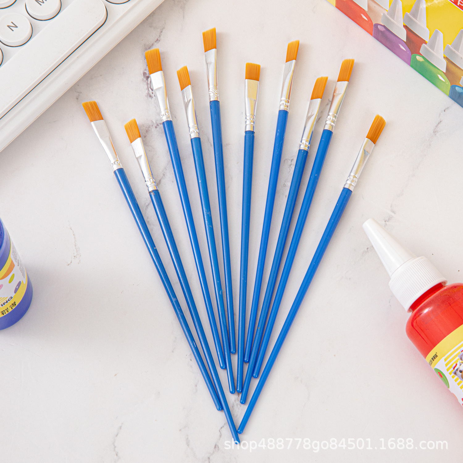 Fábrica directa pincel de dibujo de nylon azul pincel de cabeza plana graffiti pincel de dibujo de pintura pintores de arte diy