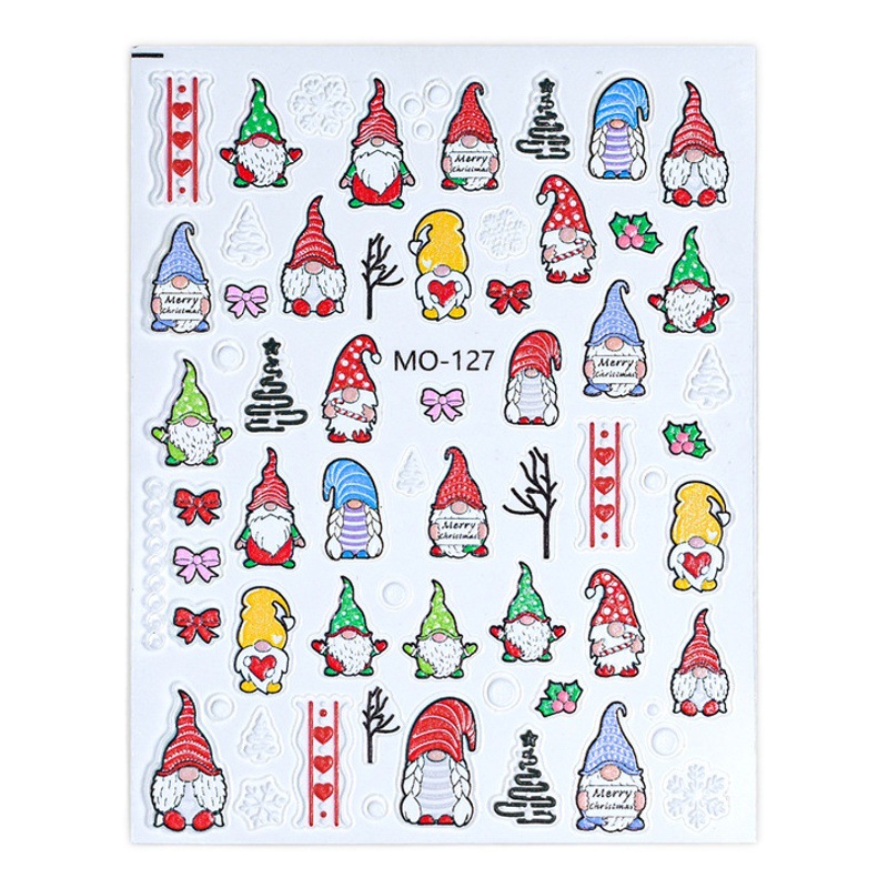 Nuevo Alivio de Navidad pegatinas de uñas árbol de Navidad copo de nieve Santa Claus impermeable pegatinas de uñas tridimensionales con adhesivo