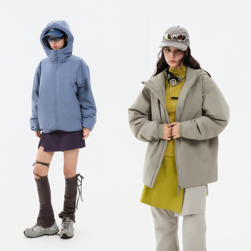 Foreign trade autumn and winter couple's sports lightweight cotton jacket, outdoor functional men's thin and warm hooded cotton coat