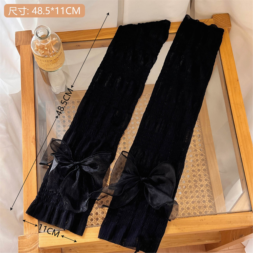 Funda de protección solar de seda de hielo de verano, manga de protección del corazón de niña de estilo de ballet salvaje, lazo, funda de brazo de ciclismo transpirable al por mayor