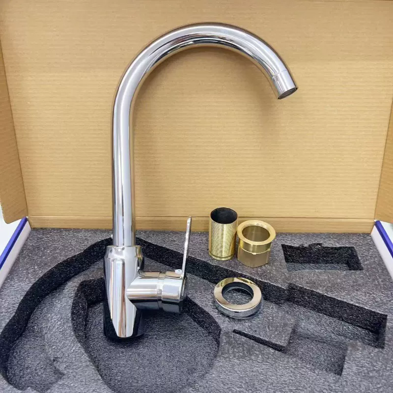 厂家批发 304不锈钢电镀旋转花瓶 厨房洗菜盆混水阀 304冷热龙头