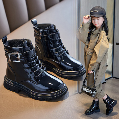 Boys' Martin Boots Spring and Autumn Style Fall English Style Children's Shoes Black Short Boots Trendy