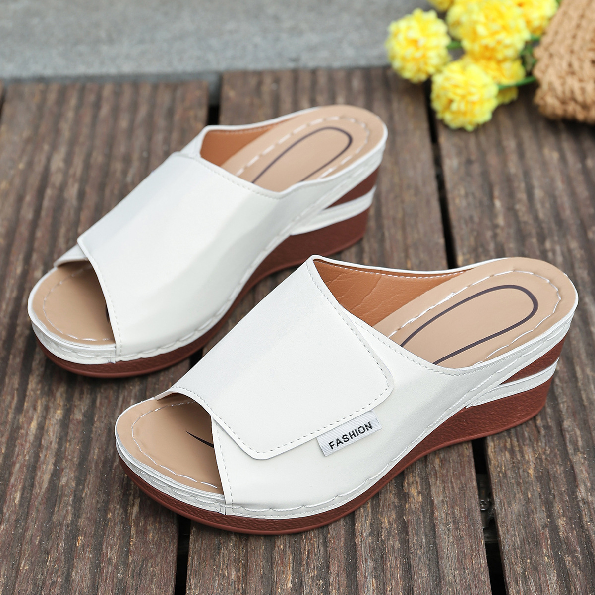 Summer New Style Women's Wedge Sandals Plus Size Thick Sole Peep Toe Outerwear_voghion.com