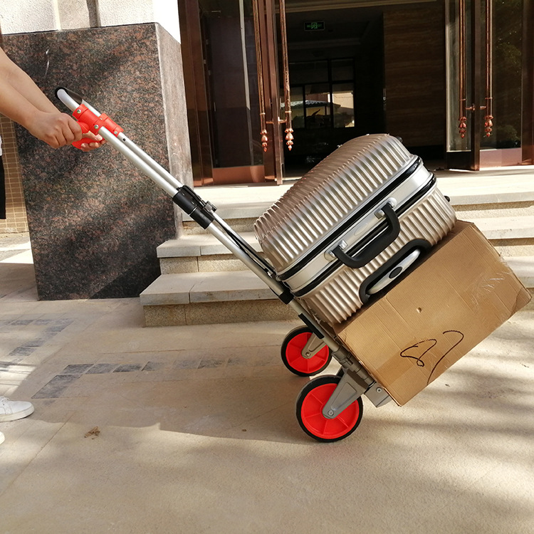 5ZV7 Folding Portable Wheeled Cart Hand Truck Cargo Loader Household Shopping Vegetable Carrier Outdoor Luggage Cart Small