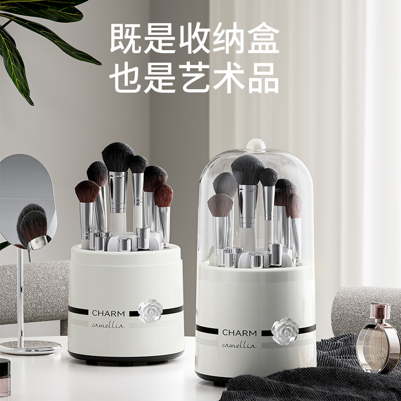 高级感化粧ブラシ収纳バケツ大容量リップスティックホルダーダスト回転筒デスクトップ化粧品収纳ケース|undefined