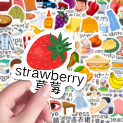 260张小学专用英语贴纸儿童常用简单单词启蒙笔记本手账贴画防水