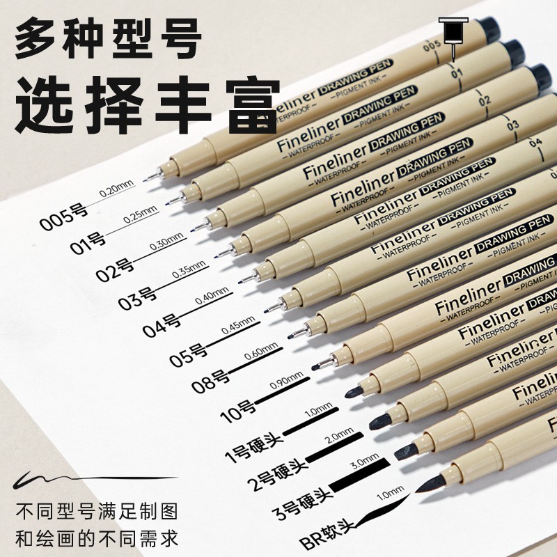 Cross-border wholesale black fine-tip pens for art, hand-drawing, line sketching, comic design, needle-point pen set, detail painting pens