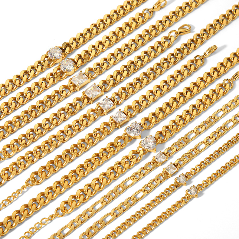 Real Gold Plated Plating Material 304 Stainless Steel Pendant Material Zircon Inlay Material PVD Coated Real Gold Plated 18K Gold Heart Shape 201 Stainless Steel 304 Stainless Steel Streetwear Waterproof Non Tarnish 201 Stainless Steel Lobster Trigger Clasp Closure Necklace