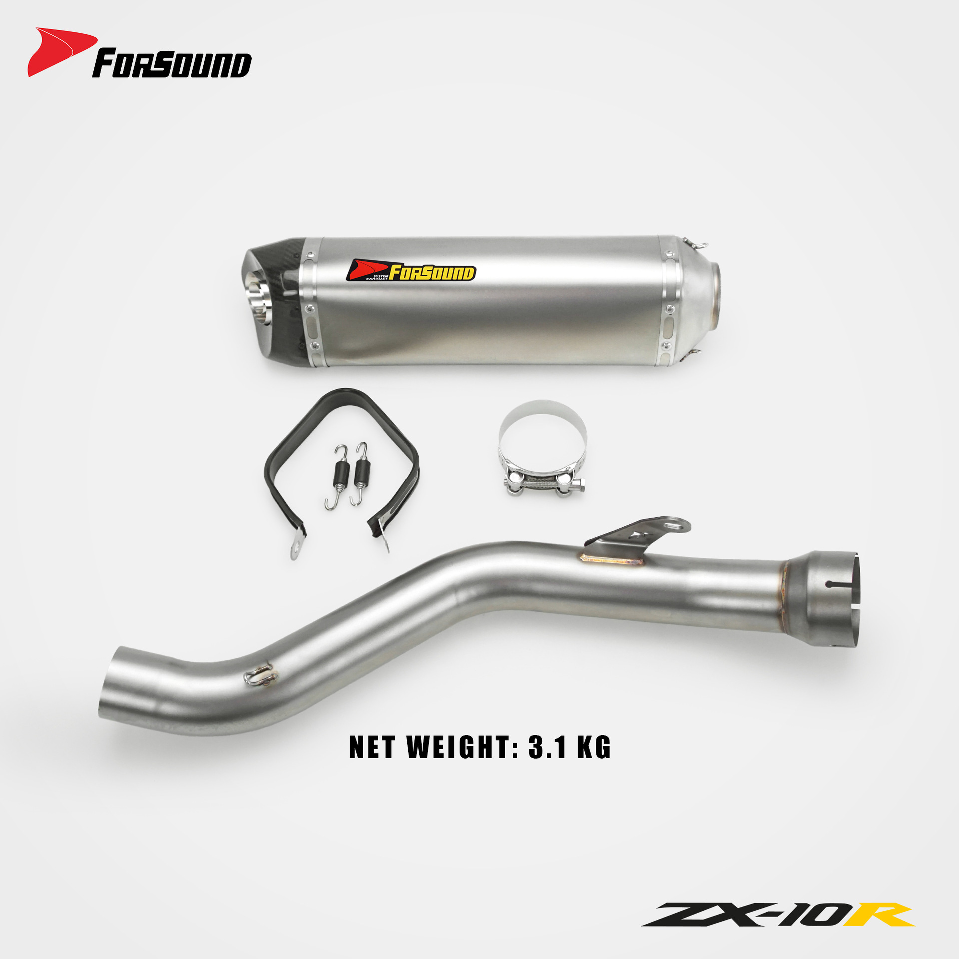 KAWASAKI ZX-10R Big Bull modified exhaust mid and tail section, Grav's titanium alloy stainless steel carbon