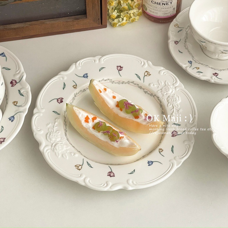 フレンチレースプレート、家庭用ボウルとプレートセット、セラミック洋食パスタプレート、サラダプレート、高級デザートプレート|undefined