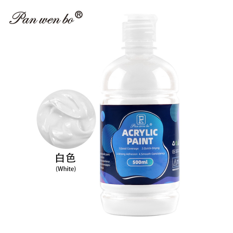 跨境专供丙烯颜料大瓶500ml防水不掉色油画颜料12色按压式批发|undefined