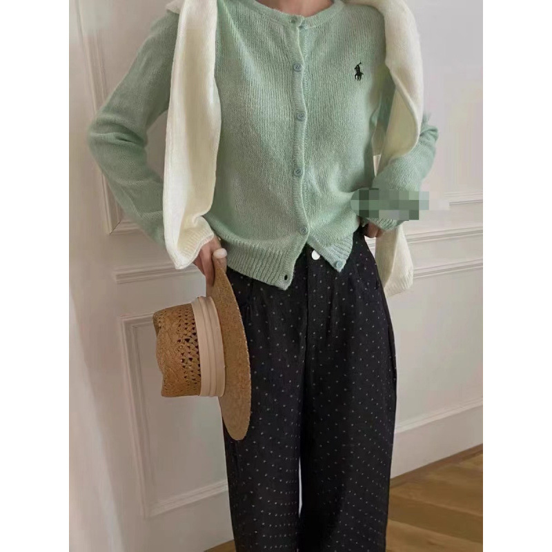 Autumn New Style Soft Mohair Pony Embroidery Round Neck Knitted Cardigan for Women, Spring and Summer Thin Style, Stylish, Casual and High-End Feel