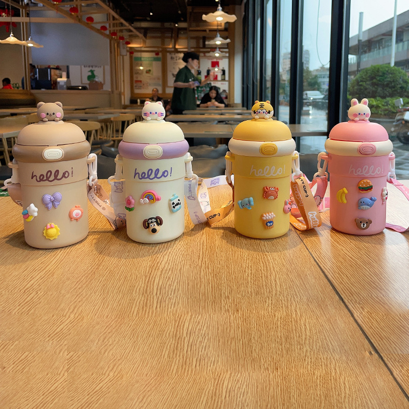 Ins Goddess Student Crossbody Super Cute Glass Cup Straw Cup Ins Style Girl Portable Instant Small Bunch Water Cup