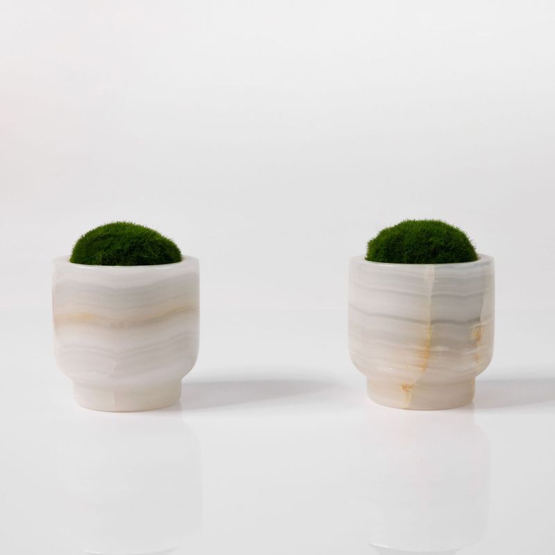 新中式样板间洽谈桌茶几装饰永生玉石苔藓绿植小盆景大理石摆件|undefined