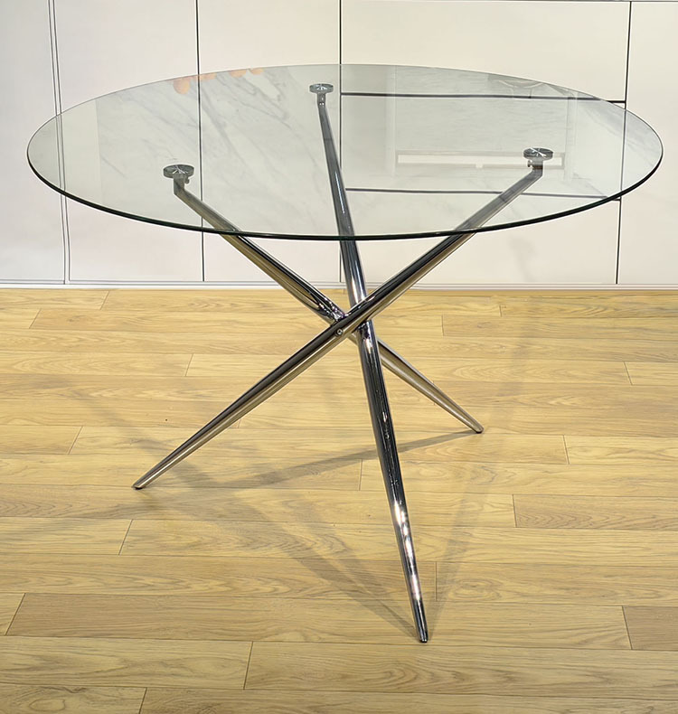 Mesa redonda de vidrio transfronterizo mesa de exposición silla de recepción mesa redonda galvanizada pequeña mesa redonda casera simple balcón mesa de comedor casual