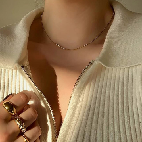 Cross-border minimalist snake chain necklace for men, Instagram trendy sweet and cool personality, hip-hop style simple pendant chain