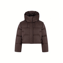 新款冬季短款可脱卸连帽袖子百搭时尚洋气显瘦砍肩韩版宽松羽绒服