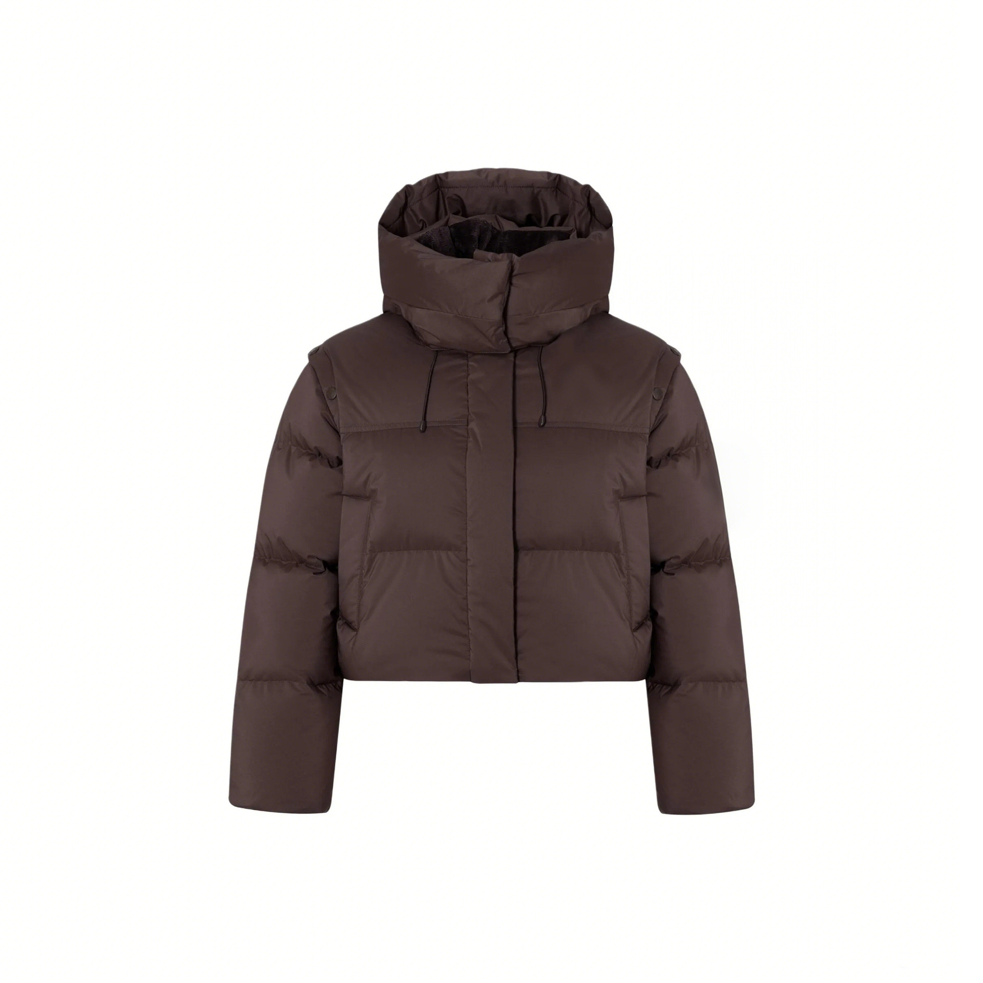 新款冬季短款可脱卸连帽袖子百搭时尚洋气显瘦砍肩韩版宽松羽绒服