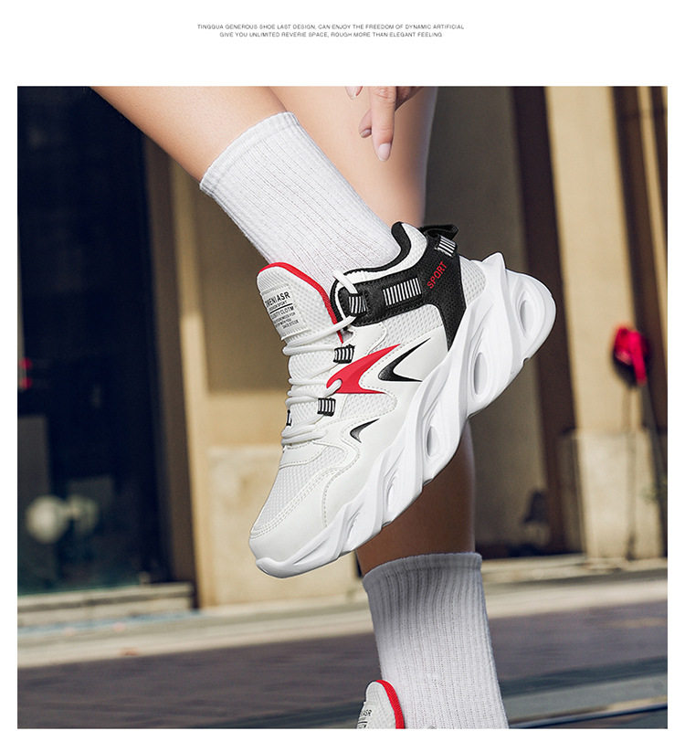Giày thể thao nam cỡ lớn đế dày tăng chiều cao, thân lưới thoáng khí, kiểu dad shoes chạy bộ — 2607 màu đen, 2607 đen trắng xám, 2607, màu đen, trắng và đỏ chi tiết 22