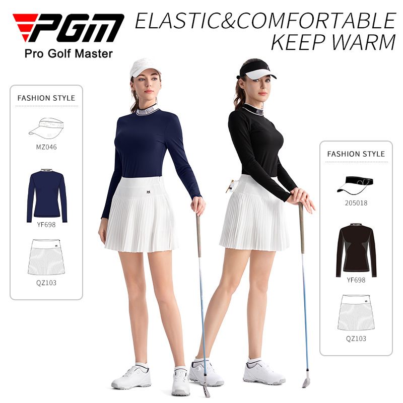 Áo thun golf nữ ôm sát giữ ấm mùa thu PGM — YF698-Áo mặc trong màu xanh hải quân, YF698-Áo mặc trong màu đen, YF698-Áo mặc trong màu trắng