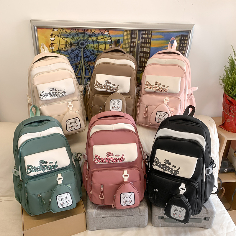 Mochila Venta directa de fábrica Mochila doble de conejo de gran capacidad Mochila escolar para estudiantes de secundaria y preparatoria Mochila linda para niñas
