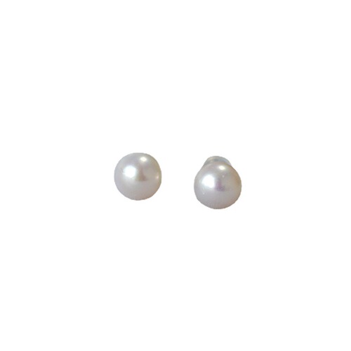French elegance women full 925 silver ear needle freshwater pearl round bead simple temperament ear earrings earring jewelry