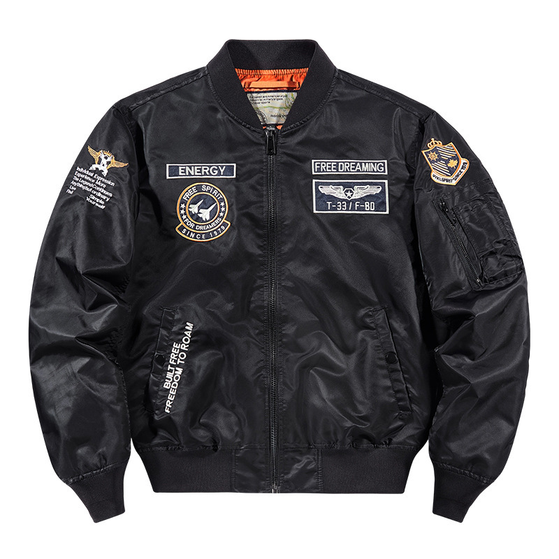 2026 Spring and Autumn New Style Youth Men's Jacket, Large Size, Stand Collar, Loose Casual Military Embroidered Flight Jacket 2026 Spring and Autumn New Style Youth Men's Jacket, Large Size, Stand Collar, Loose Casual Military Embroidered Flight Jacket