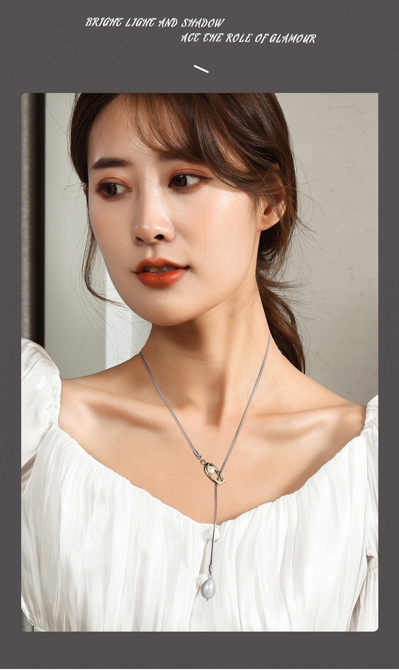 13g Weight Pearl Pendant Material Elegant Simple Style Geometric Alloy Snake Chain Y-necklaces Wholesale
