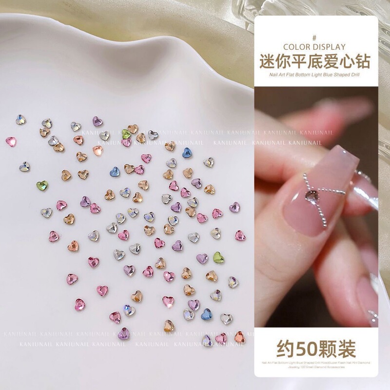 Mini Love Diamond Nail Art Jewelry Colorful Small Heart Flat Bottom Special-shaped Diamond Flat Bottom Nail Accessories
