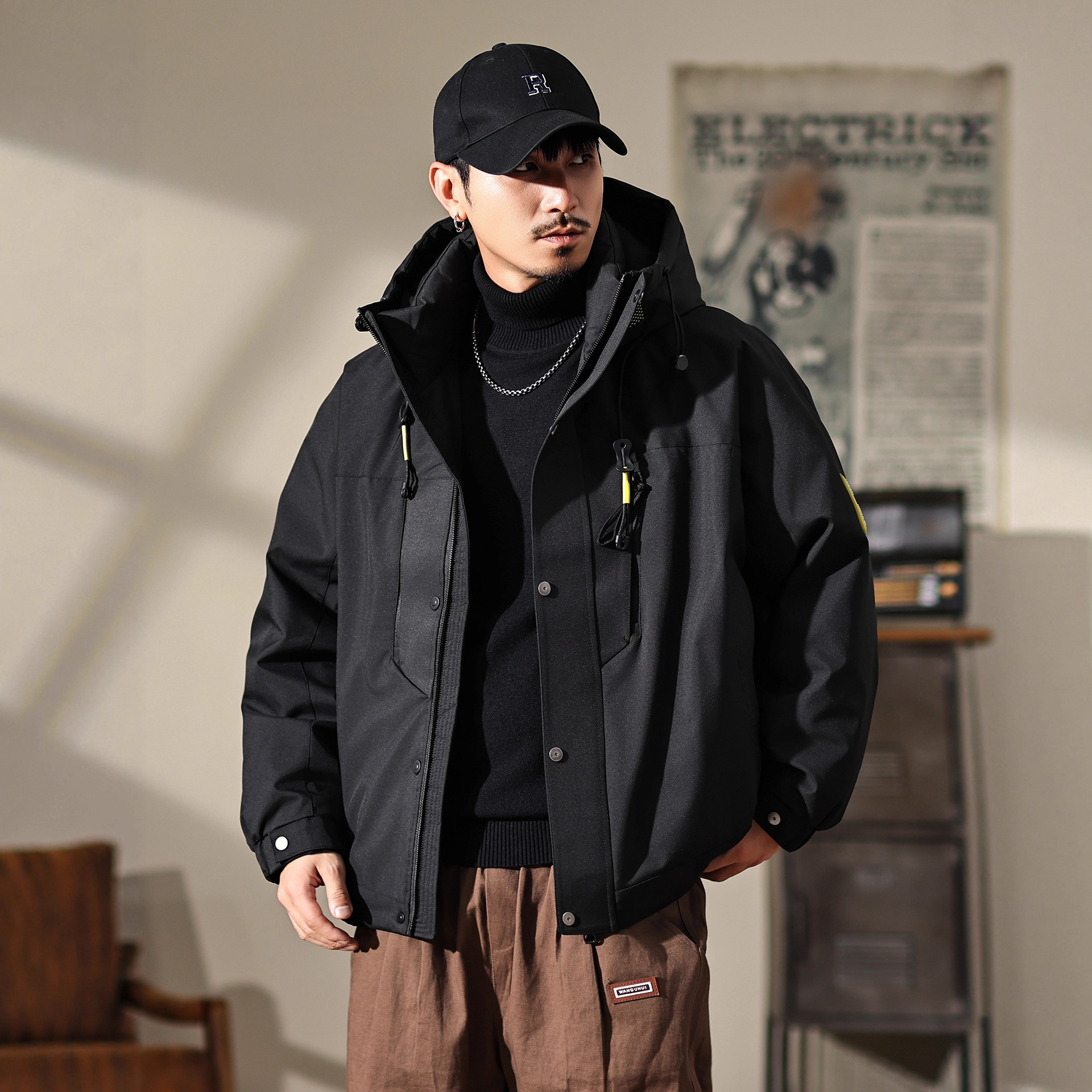 Fake Two-Piece Duck down Jacket Men's Autumn and Winter 2025 New Trendyy Warm Casual Workwear Lapel Jacket