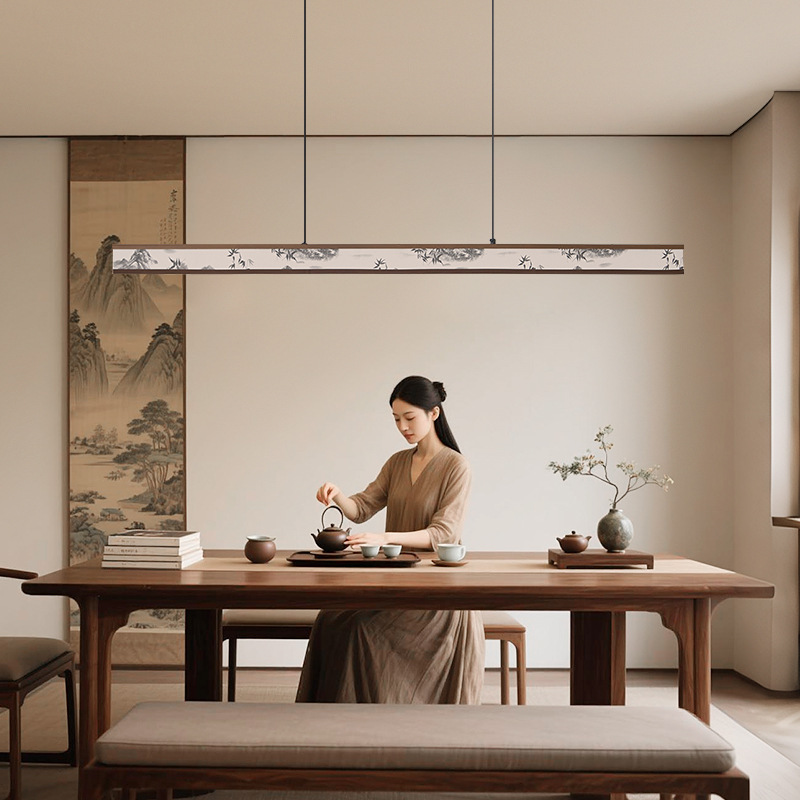 新中式中国风餐厅灯长条茶室禅意吧台书房酒店创意设计师日式吊灯|undefined