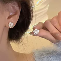 Earrings Camellia Design, Light-Luxury Floral Studs, 2024 Trend, Female