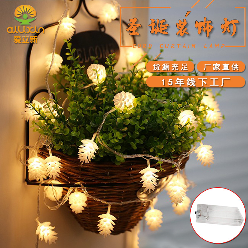 LED灯串圣诞户外装饰雪花彩灯五角星电池亚马逊小圆球节日氛围灯