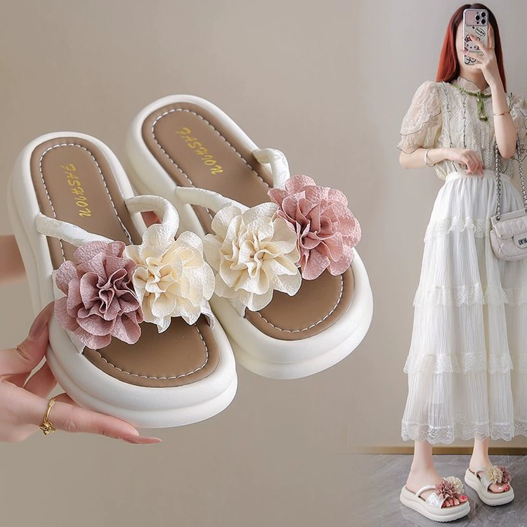 Женские летние пляжные сандалии в стиле феи, на толстой подошве, с цветочным принтом, новая национальная мода 2025 года, универсальные, для юбки.