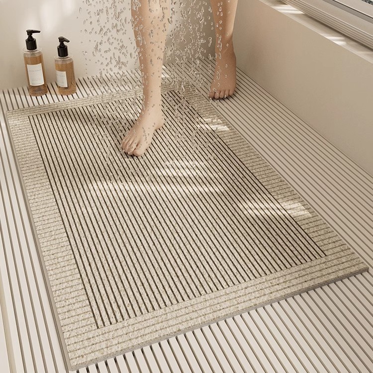 Simple Bathroom Silk Ring Floor Mat Washable Hollow-out Anti-Slip Mat for Bathroom Dirt-Resistant Foot Mat Anti-Drop Mat