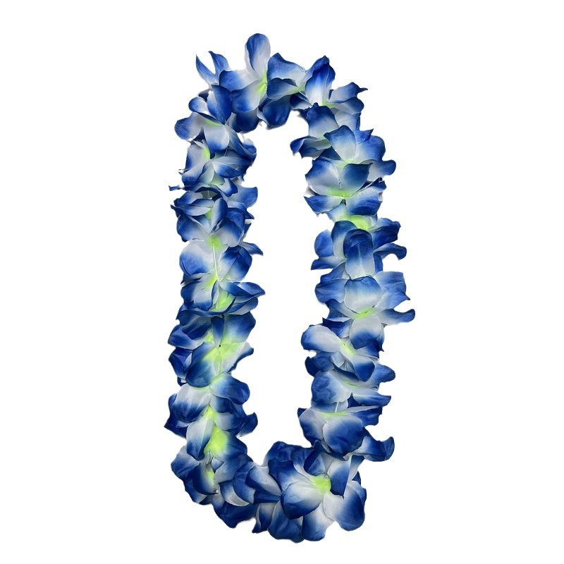 Nuevo espectáculo de danza de fiesta transfronteriza guirnalda de 11 cm de tela de poliéster hawaiana guirnalda de color de cuello de flor artificial