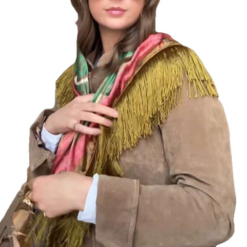Elegante temperamento de moda, aire caliente, polvo, tamaño uniforme, bufandas de bordas, 2026 ventas rápidas, primavera nueva