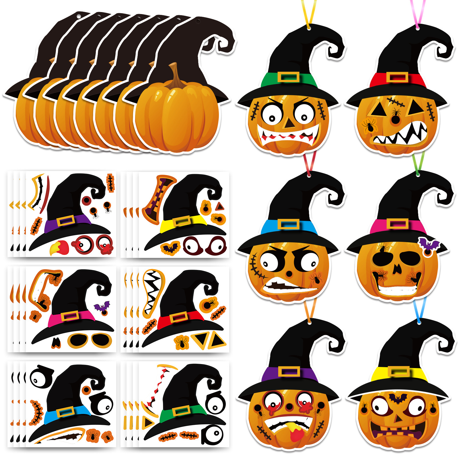 Juego de Pegatinas de Calabaza y Calavera para Halloween de Papel Artesanal, DIY, Decorativo, para Fiestas