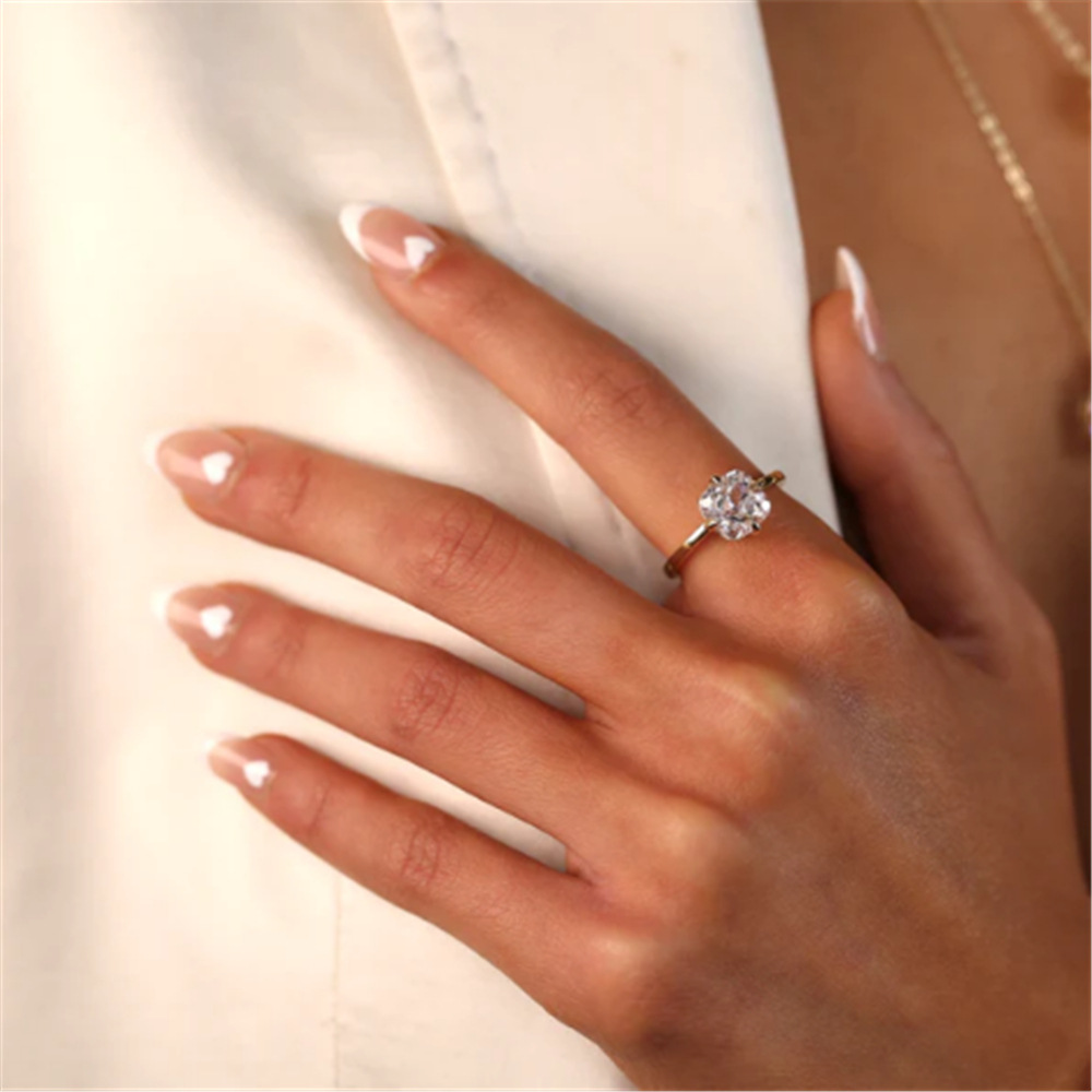 Fashion Geometric Sterling Silver Inlay Zircon Rings 1 Piece