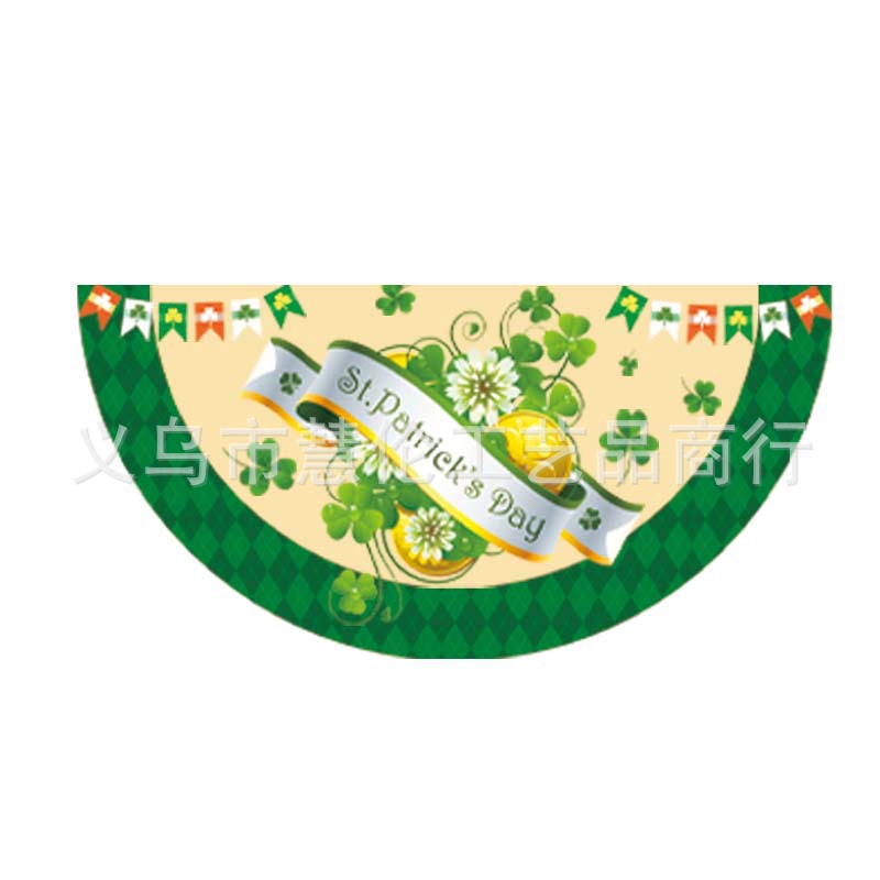 Nueva Bandera de abanico del día de San Patricio transfronterizo día irlandés decoraciones al aire libre impresión creativa Bandera de semicírculo