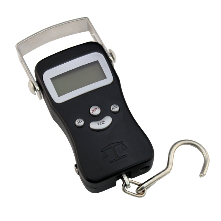 可伸缩铝壳金外壳手提秤 笑脸金属手提秤 钓鱼秤带卷尺称重功能