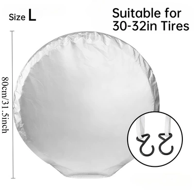 Wheel Cover Protective Cover Car: Spare wheel cover - silver-upgraded-windproof-hook-l-size-single-pack-30-32inch80cm