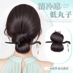 女性用ロータイボールヘッドウィッググラバー、ライトアンティーク漢服つぼみヘッド、ふわふわアップヘアウィッグ、新しい中国風ウィッグバッグ