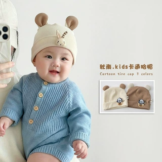 秋南 韩国婴儿帽子春秋新款新生儿卡通ins婴幼儿宝宝套头帽胎帽