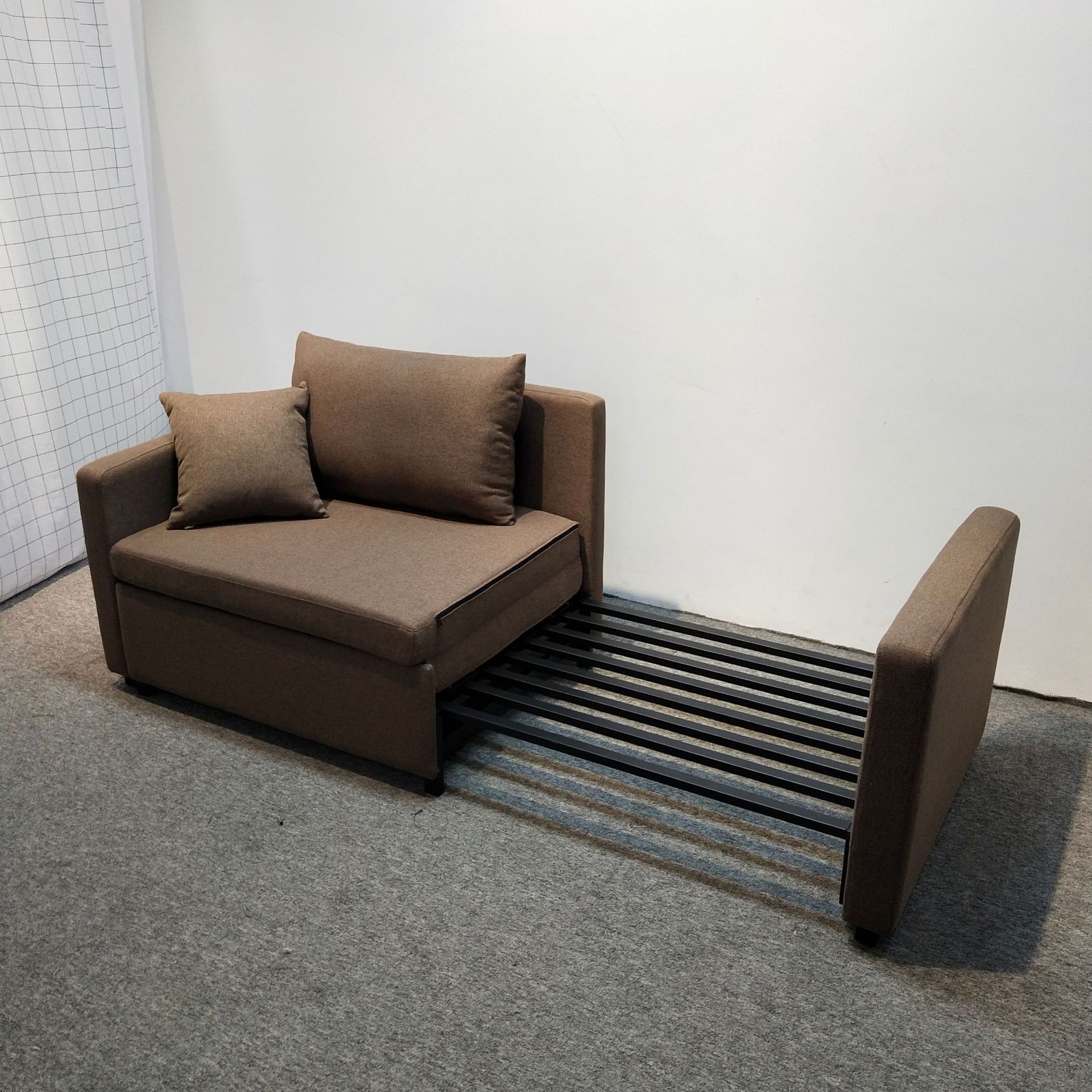 Sofá cama multifuncional marco de metal hierro forjado estudio oficina hotel apartamento sofá cama plegable individual image 3