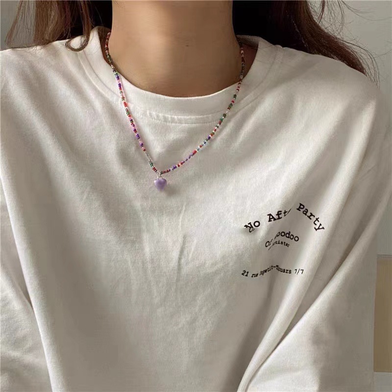 Simple Style Heart Shape Copper Beaded Pendant Necklace 1 Piece