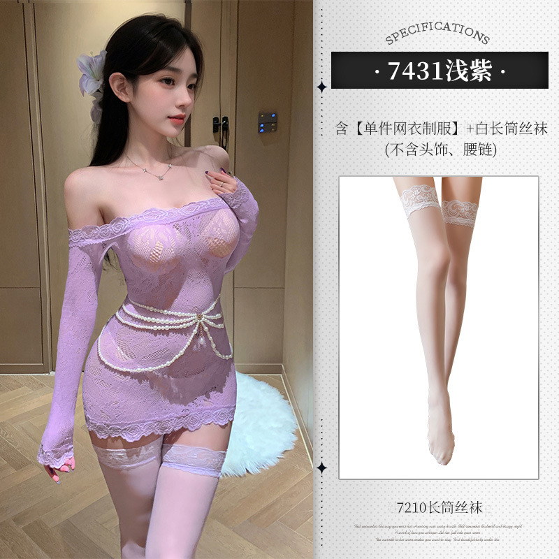 ◆달콤하고 매력적인◆연보라색[싱글망복] +7210 흰색 스타킹