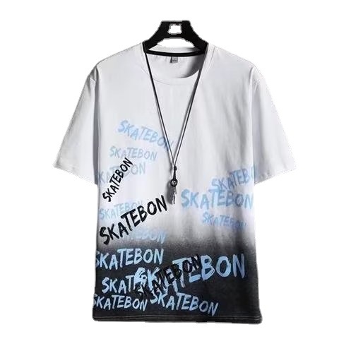 Camisa menos ropa de seda de hielo manga corta verano nuevo estilo coreano cuello redondo media manga carta Impresión digital casual top