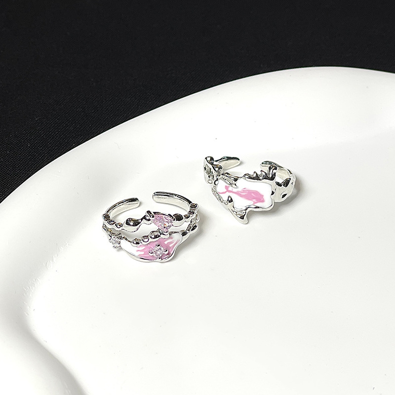 10g Weight Rhinestones Inlay Material Open Rings Classification Adjustable Ring Size 1 Piece Quantity Daily, Street Occasion Copper Material Geometric Pattern Women's Gender Plating, Inlay Design Sweet, Cool Style Style Wholesale Sweet Cool Style Geometric Copper Plating Inlay Rhinestones Open Rings 12
