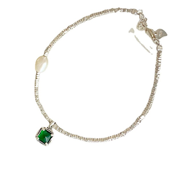 Green elegant fashionable universal silver bracelet with zircon…